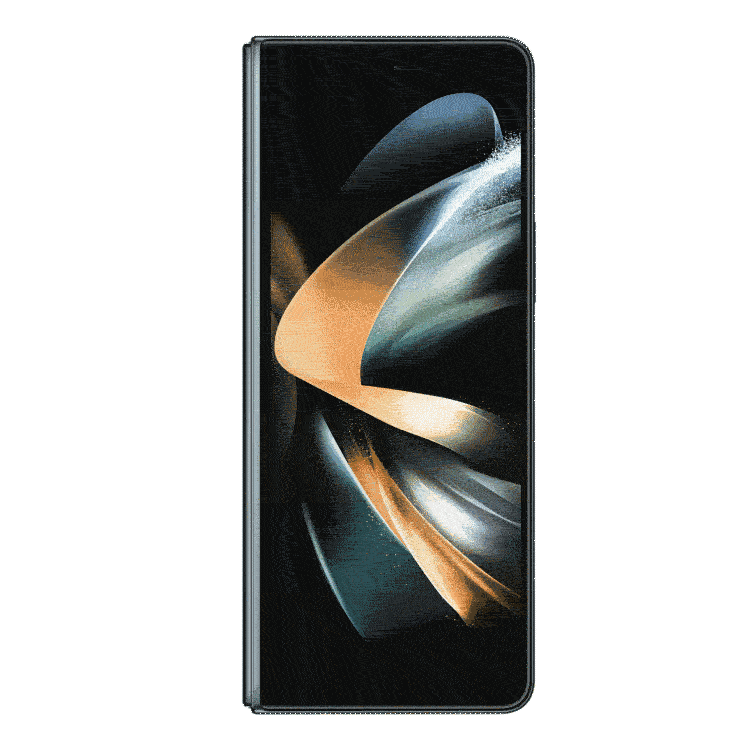 Samsung Galaxy Z Fold4 rotating to show the front and back, then opening to show the inside screen.