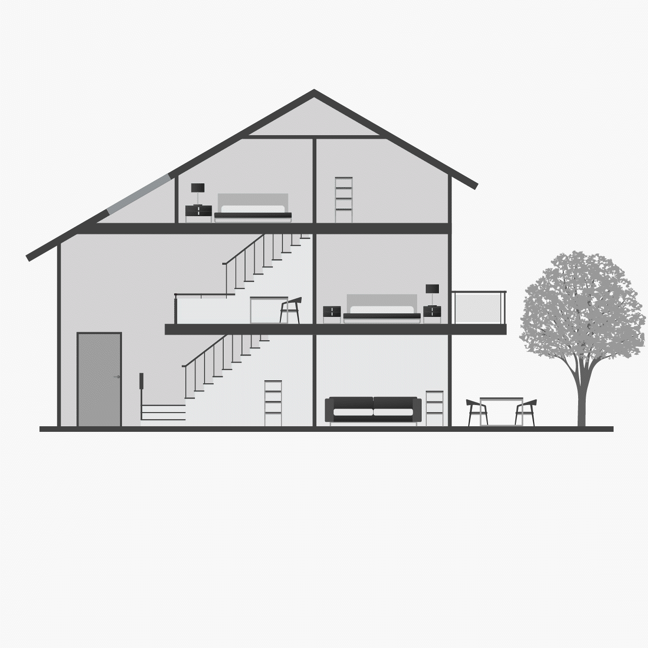 ​​A large, modular home glows with magenta pulses, indicating Wi-Fi coverage throughout the home.​ 