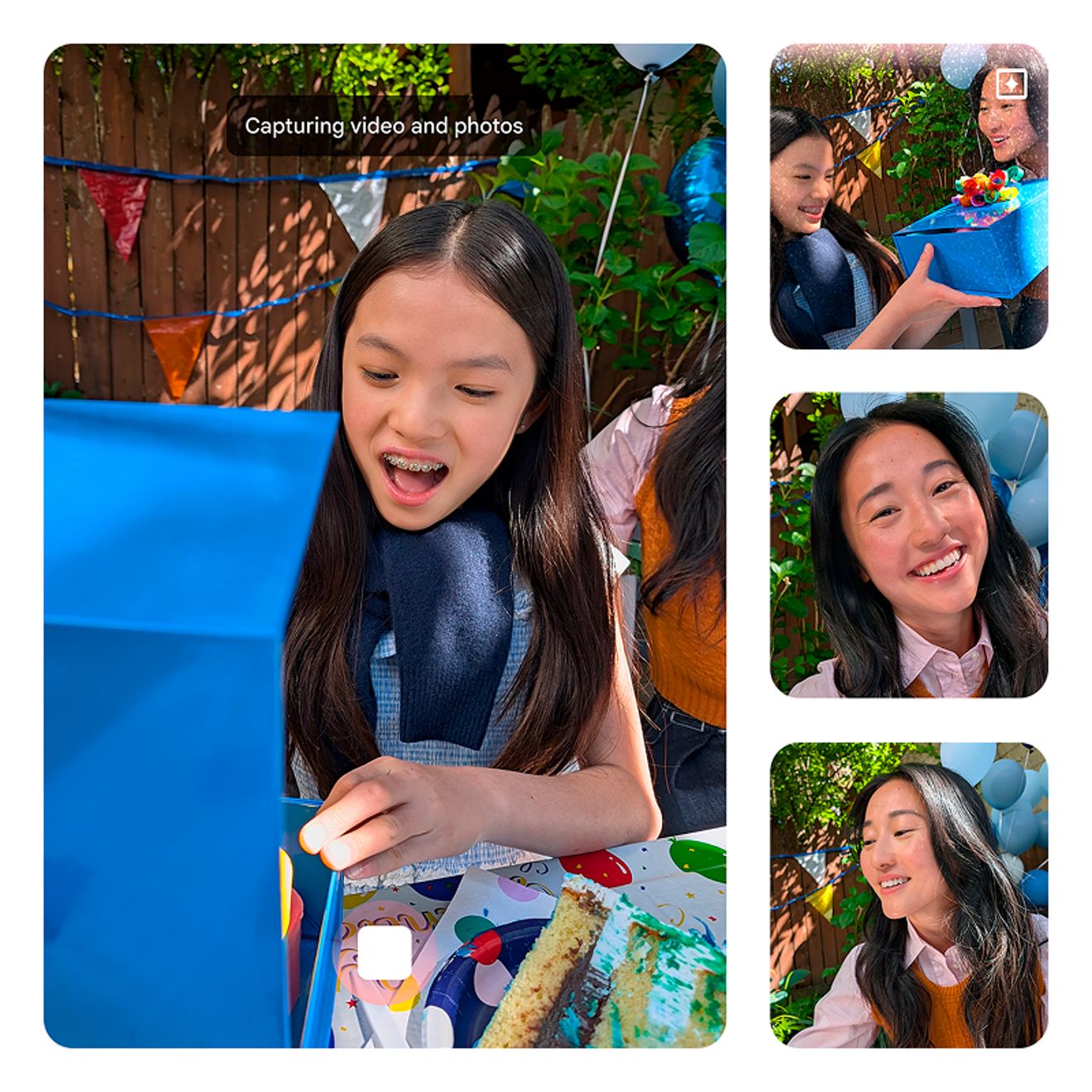 Google Pixel 11 Pro screen showing a curated collection of images and videos from Magic Capture 