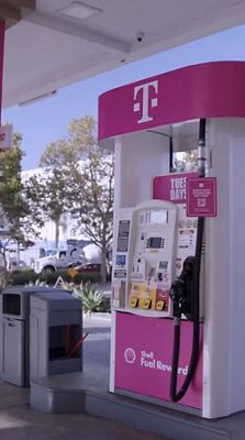 Shell gas pump with T-Mobile logo