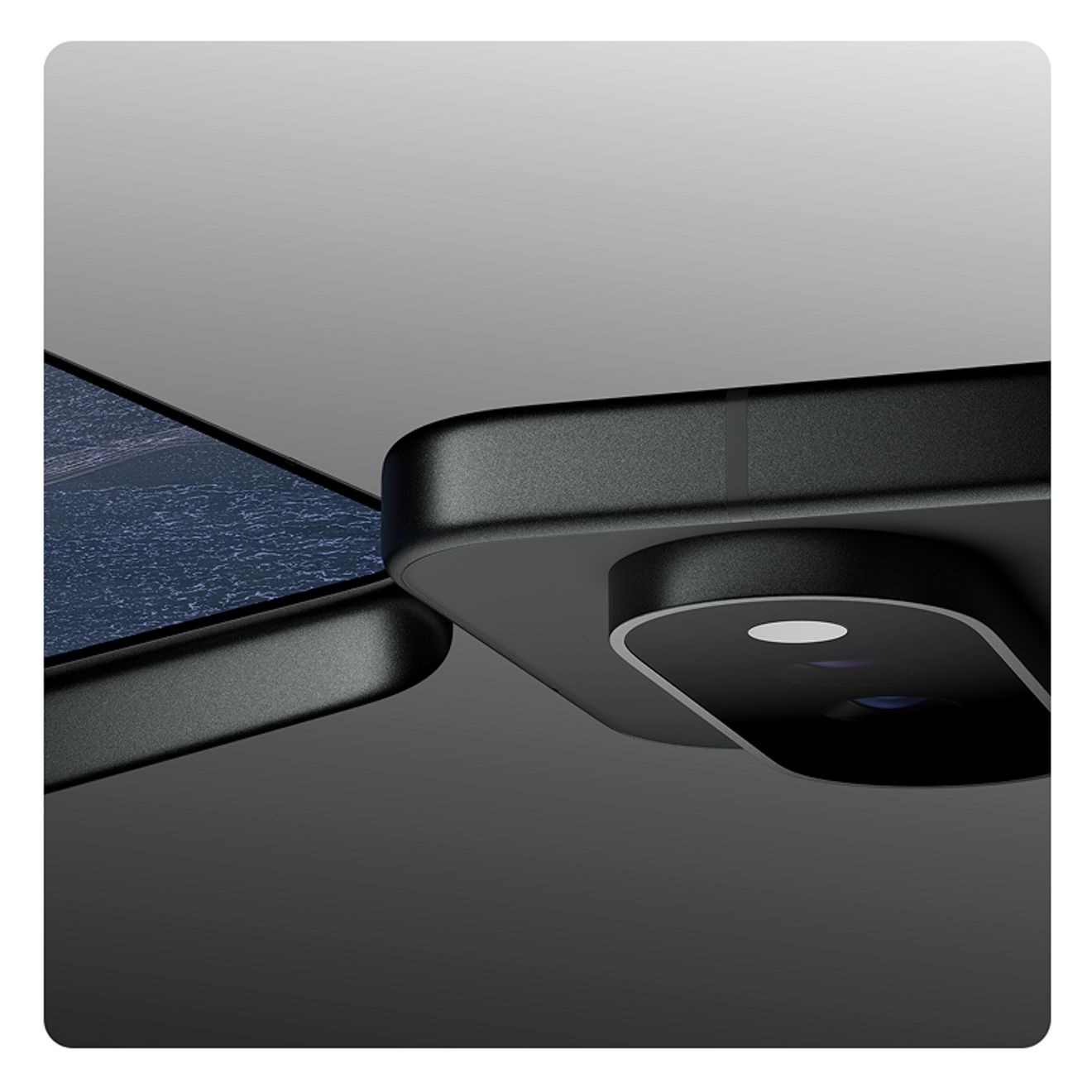 Close up of 2 obsidian Google Pixel 11 Pro XLs touching, one showing the large screen and one showing the new camera.