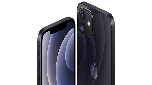 iPhone 12 with dual camera and crisp display.