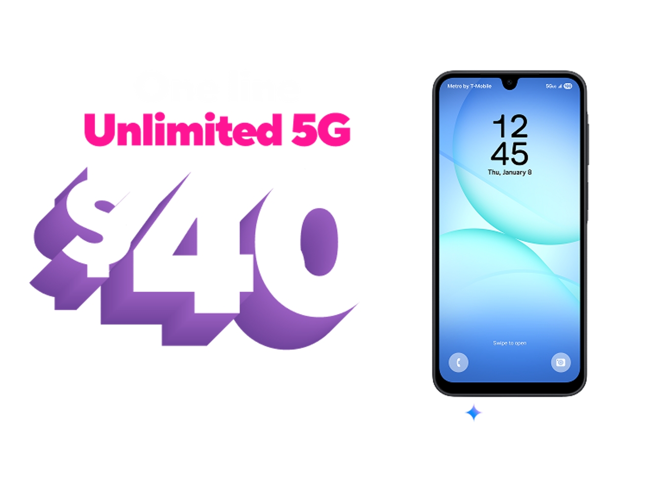 Get one line of unlimited 5G for 40 dollars, period.