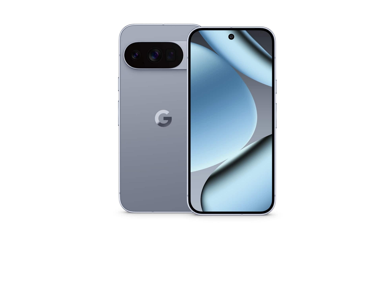 Two Google Pixel 10 Pro devices with Gemini, shown front and back. 
