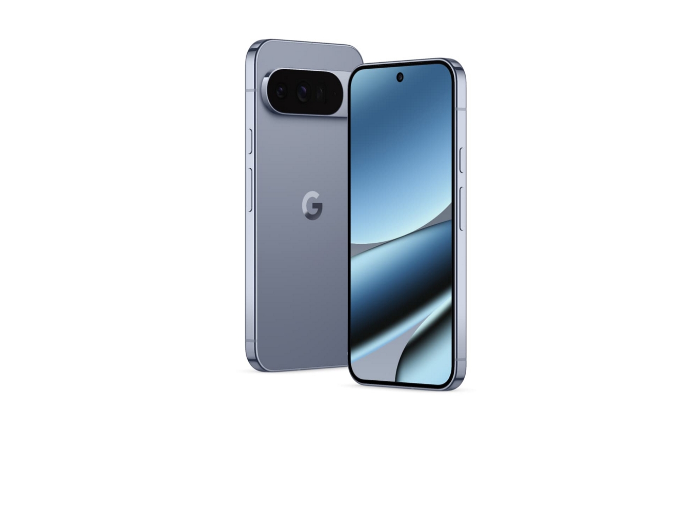 Two Google Pixel 10 Pro XL devices with Gemini, shown front and back. 