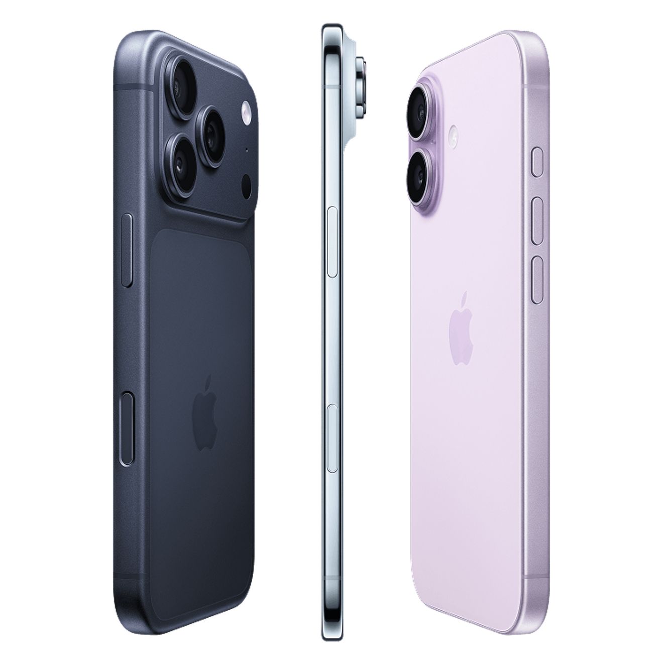A profile view of iPhone 17 Pro, iPhone Air, and iPhone 17.