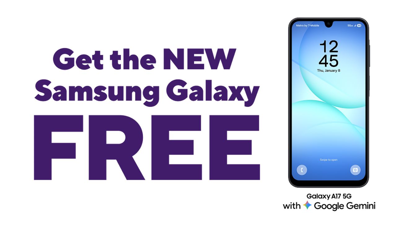 Get the new Samsung Galaxy free. Galaxy A17 5G with Google Gemini.