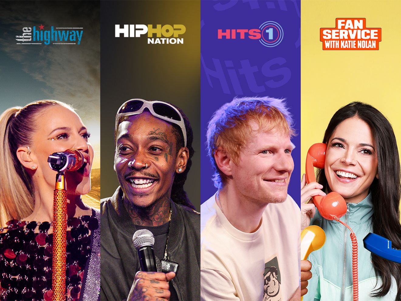 Four thumbnails representing four different SiriusXM stations.