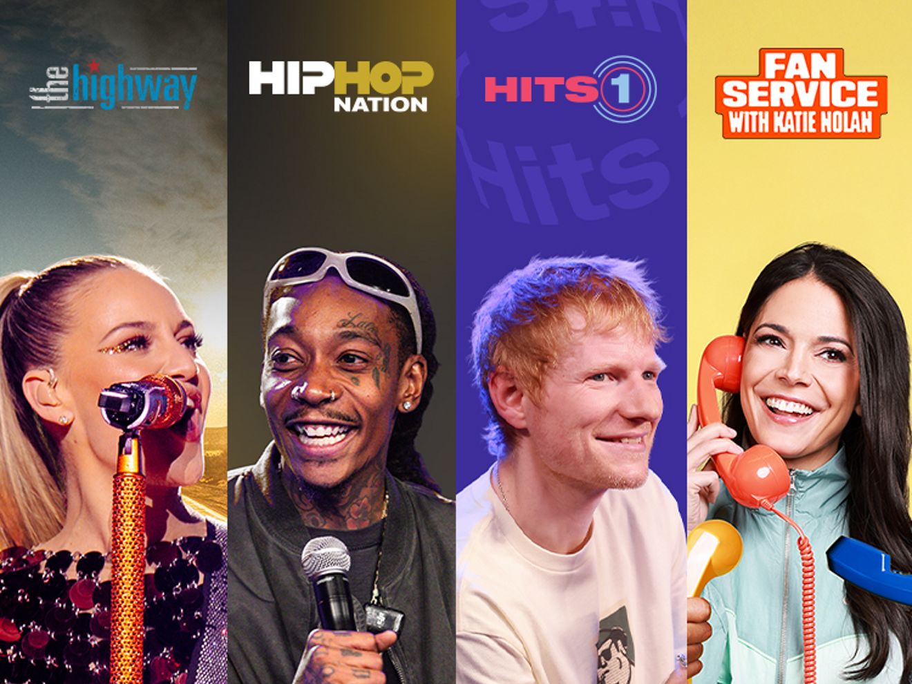 Four thumbnails representing four different SiriusXM stations.