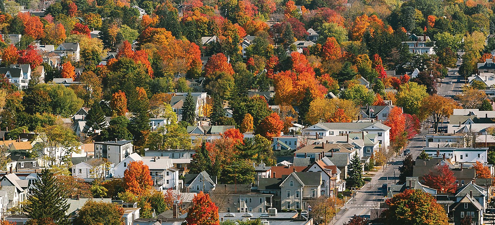 Rural town in autumn.