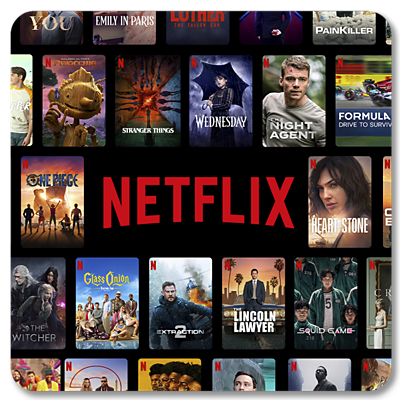 A collage of Netflix shows.