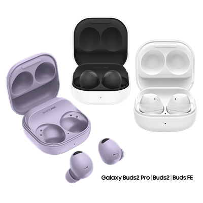 Three pairs of Samsung Galaxy Buds on a white background.
