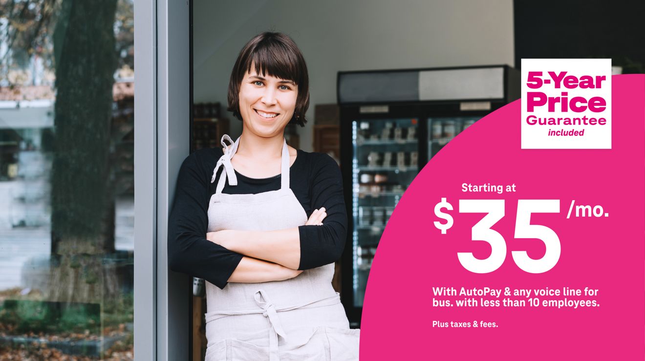 A small business owner takes a break, knowing they have Small Business Internet for $35 per month plus taxes and fees with AutoPay and voice line for businesses with less than 10 employees.