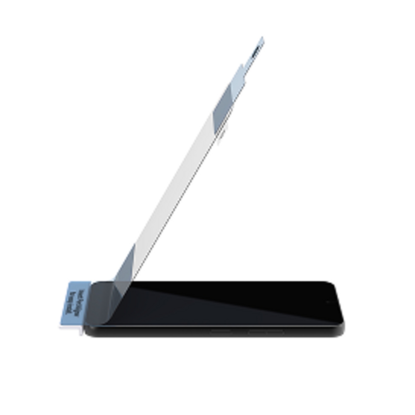 GoTo brand tempered glass screen protector being applied to a black T-Mobile Revvl 8 Pro