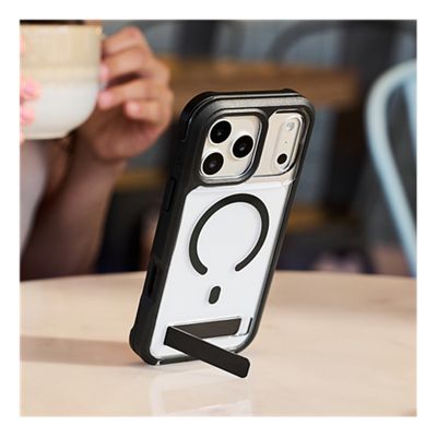 ZAGG Rainier Snap w/ Kickstand Case for Apple iPhone 18 Pro/17 Pro - Black/Clear, back view, back view-slide-2