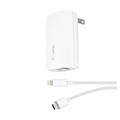 Belkin 32W Wall Charger + USB-C to Lightning Cable - White