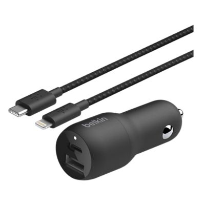 Belkin 32W Car Charger + USB-C to Lightning Cable - Black