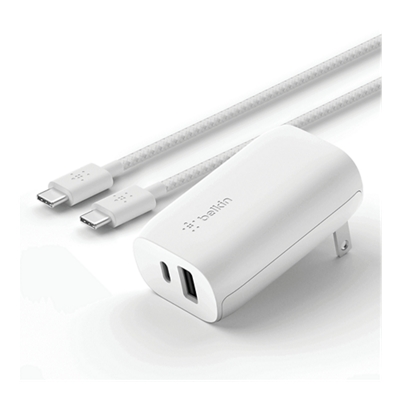 Cargador de pared Belkin Dual de 37 W y cable USB C a USB C