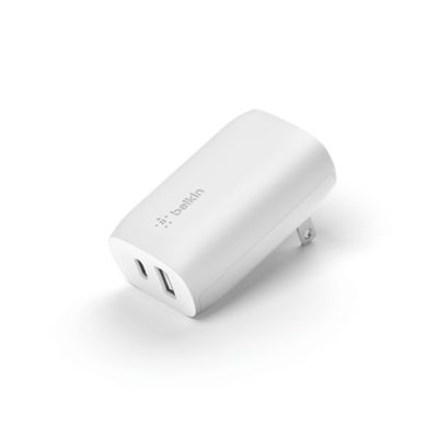 Belkin Dual 37W Wall Charger and USB-C-Lightning Cable - White