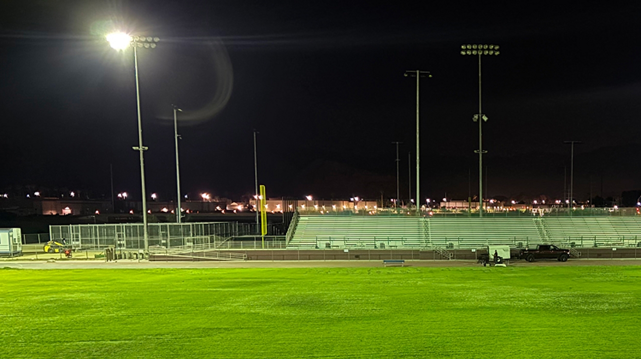 The La Quinta football field at night