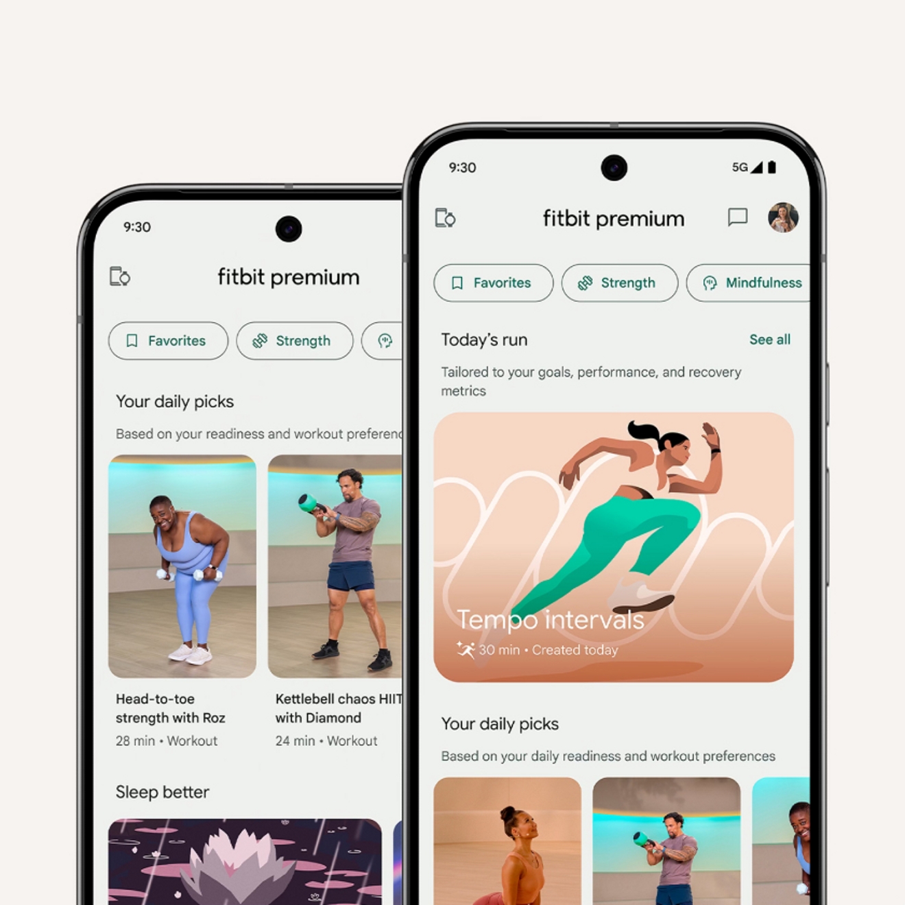Smartphone showing Fitbit app being used.