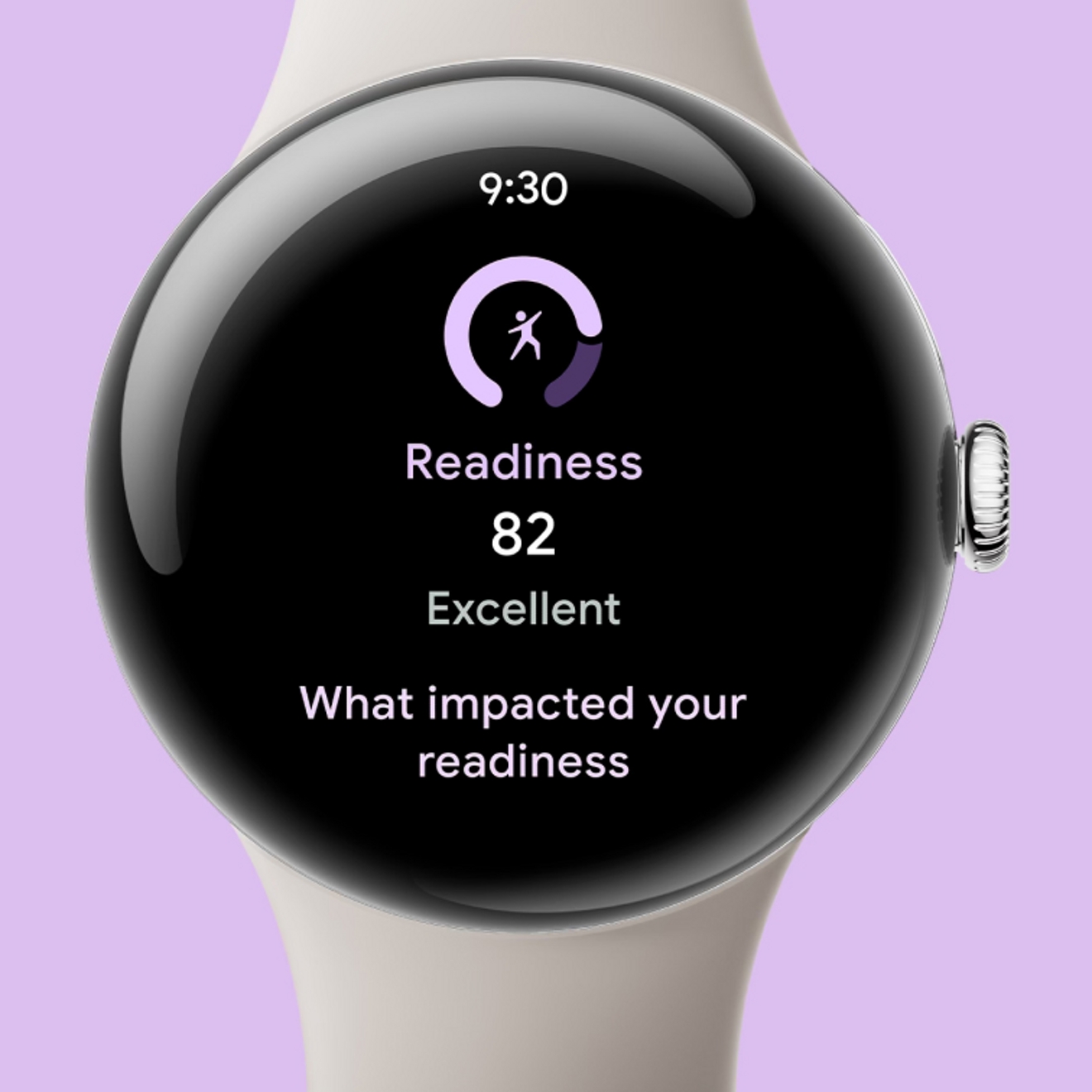 Google Pixel Watch 3 screen showing readiness & recovery read out.