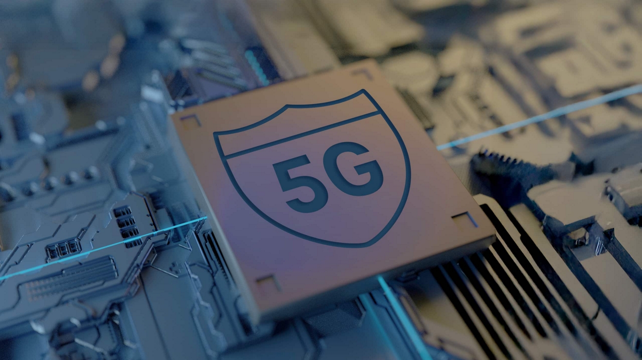 A secure 5G logo on top of a computer chip.
