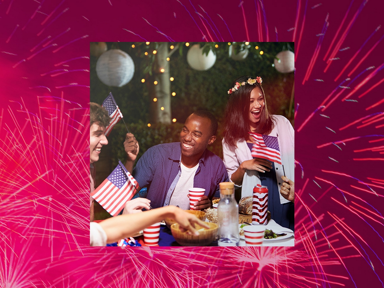 Friends celebrating the 4th of July at a cookout