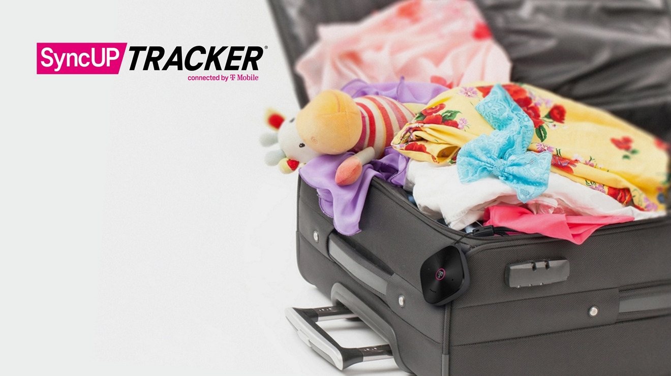 Luggage with SyncUP tracker installed on it