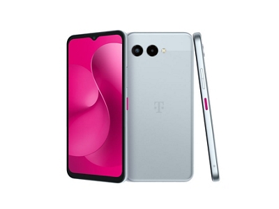Back, front, and side angle of a T-Mobile Revvl 8 showing a red gradient screen design.