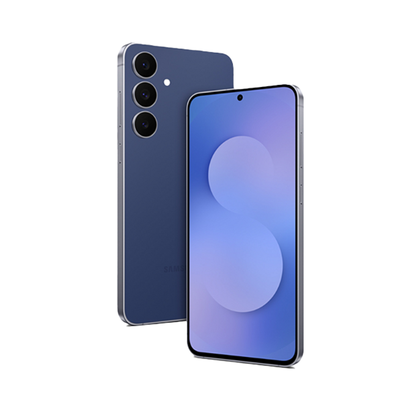 Front and back of blue Samsung Galaxy S25 FE shown