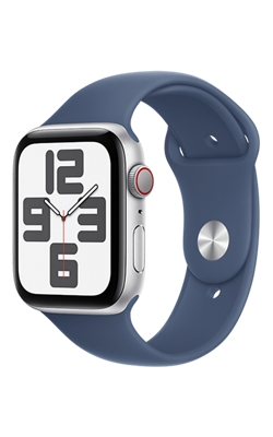 Apple Watch SE 2nd gen 44mm - Silver Aluminum Denim Sport Band - S/M-slide-0
