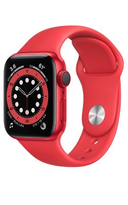 Vista frontal del Watch Series 6 40 mm - Aluminio (PRODUCT)RED - Pulsera roja
