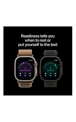 Apple Watch Ultra 4 - Natural Titanium Case Translucent Gray Ocean Band, back view, back view-slide-2