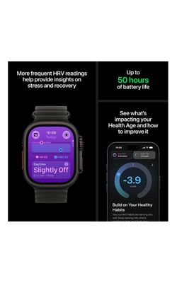 Apple Watch Ultra 4 - Natural Titanium Case Translucent Gray Ocean Band, left view, left view-slide-3