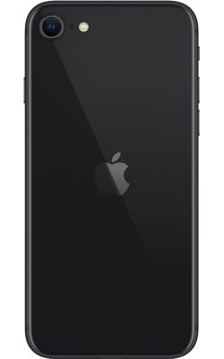 Vista trasera del iPhone SE negro