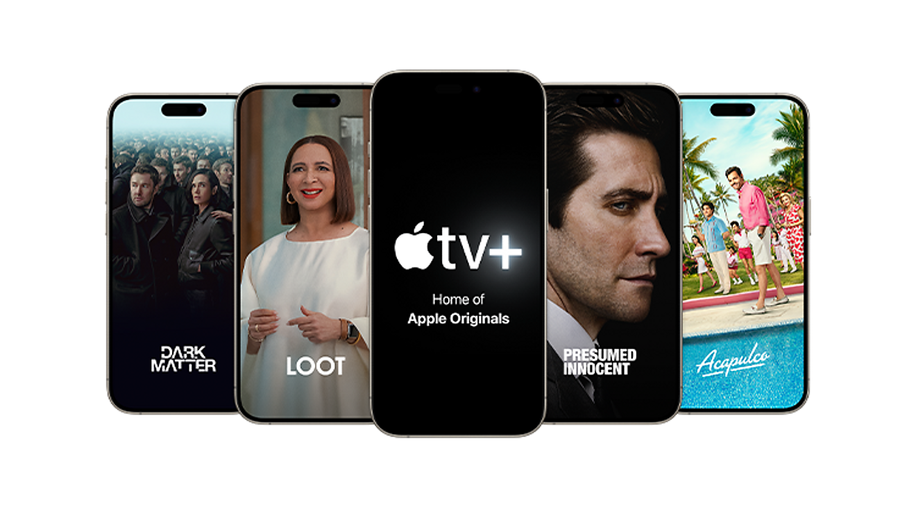TV shows and movies on Apple TV Plus, featuring Dark Matter, Loot, Presumed Innocent, and Acapulco.