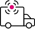An illustration of a car with magenta signal symbols surrounding it