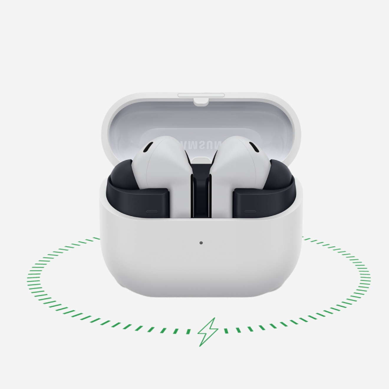 Galaxy Buds3 FE in charging case. 