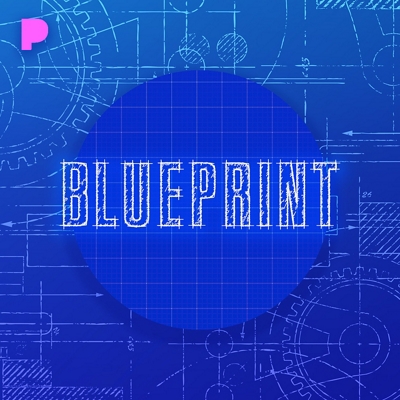 Cover art for Blueprint Pandora channel, Blueprint logo over a collage of blueprint diagrams.