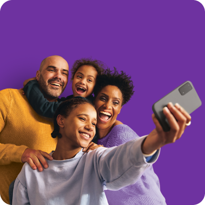 Family taking a selfie.