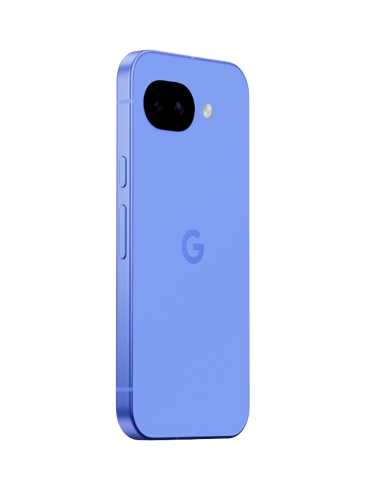 A lavender Google Pixel 10a laying face down, showing the back of the phone.
