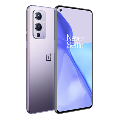 ​​Front and back of Purple OnePlus 5G device shown​
