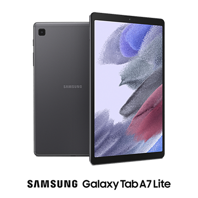 Front and back of Samsung Galaxy Tab A7 Lite
