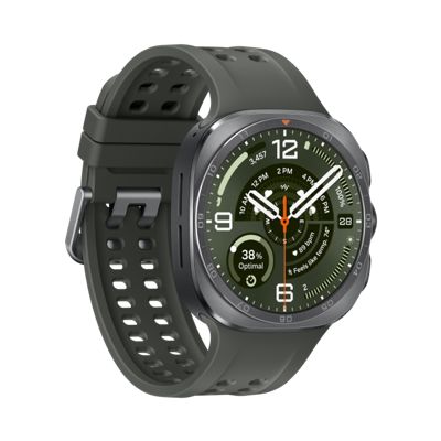 A Samsung galaxy watch ultra two displaying the time.