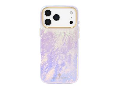 Irridescent phone case on a white iPhone 17 pro