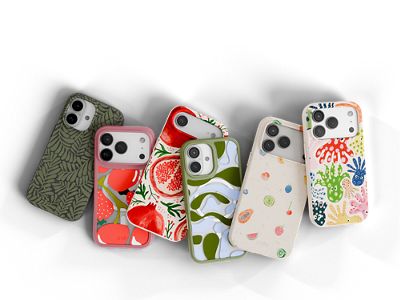 Multiple colorful patterns on different phone cases