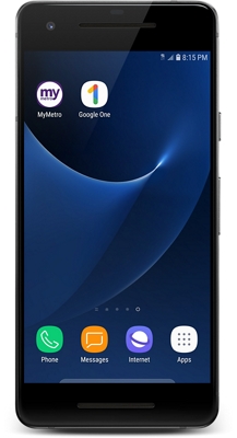 Smartphone home screen featuring MyMetro and Google One icons