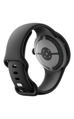 Google Pixel Watch 5 41mm - Matte Black Aluminum Case / Obsidian Active Band (2nd gen) - 64GB, back view, back view-slide-2