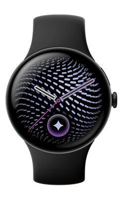 Google Pixel Watch 5 45mm - Matte Black Aluminum Case / Obsidian Active Band (2nd gen) - 64GB, front view, front view-slide-0